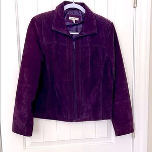 Yvonne Marie, Sz 8, plum suede, 100% leather, full zip jacket